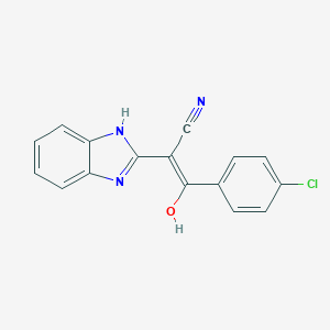 molecular formula C16H10ClN3O B382217 2-(1H-benzimidazol-2-yl)-3-(4-chlorophenyl)-3-hydroxyacrylonitrile CAS No. 305372-46-7