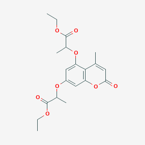 molecular formula C20H24O8 B382221 Ethyl 2-[5-(1-ethoxy-1-oxopropan-2-yl)oxy-4-methyl-2-oxochromen-7-yl]oxypropanoate CAS No. 99996-08-4