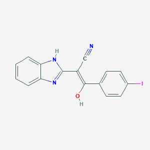 molecular formula C16H10IN3O B382222 2-(1H-benzimidazol-2-yl)-3-hydroxy-3-(4-iodophenyl)acrylonitrile 