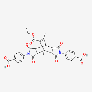 molecular formula C31H26N2O10 B3822285 4,4'-[13-(ethoxycarbonyl)-1,14-dimethyl-3,5,9,11-tetraoxo-4,10-diazatetracyclo[5.5.2.0~2,6~.0~8,12~]tetradec-13-ene-4,10-diyl]dibenzoic acid 