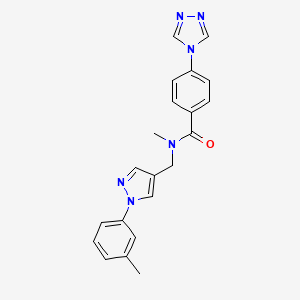 molecular formula C21H20N6O B3822313 N-methyl-N-{[1-(3-methylphenyl)-1H-pyrazol-4-yl]methyl}-4-(4H-1,2,4-triazol-4-yl)benzamide 