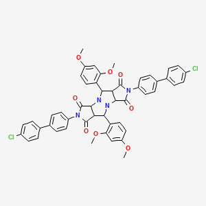 molecular formula C50H40Cl2N4O8 B3822324 2,7-bis(4'-chloro-4-biphenylyl)-5,10-bis(2,4-dimethoxyphenyl)tetrahydropyrrolo[3,4-c]pyrrolo[3',4':4,5]pyrazolo[1,2-a]pyrazole-1,3,6,8(2H,3aH,5H,7H)-tetrone 