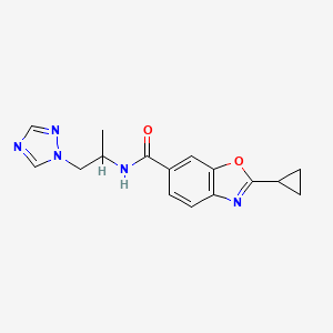 molecular formula C16H17N5O2 B3822338 2-cyclopropyl-N-[1-methyl-2-(1H-1,2,4-triazol-1-yl)ethyl]-1,3-benzoxazole-6-carboxamide 