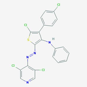 molecular formula C21H12Cl4N4S B382241 5-chloro-4-(4-chlorophenyl)-2-[(3,5-dichloro-4-pyridinyl)diazenyl]-N-phenyl-3-thiophenamine 