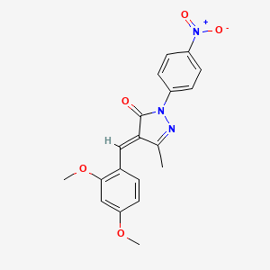 molecular formula C19H17N3O5 B3822437 4-(2,4-dimethoxybenzylidene)-5-methyl-2-(4-nitrophenyl)-2,4-dihydro-3H-pyrazol-3-one 