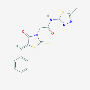 molecular formula C16H14N4O2S3 B382245 2-[5-(4-methylbenzylidene)-4-oxo-2-thioxo-1,3-thiazolidin-3-yl]-N-(5-methyl-1,3,4-thiadiazol-2-yl)acetamide CAS No. 301158-32-7