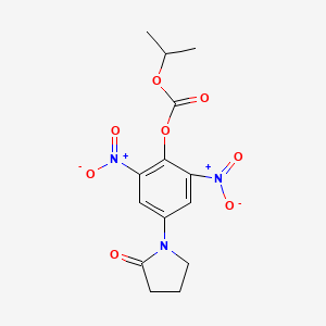 molecular formula C14H15N3O8 B3822503 2,6-dinitro-4-(2-oxo-1-pyrrolidinyl)phenyl isopropyl carbonate 