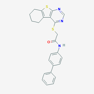 molecular formula C24H21N3OS2 B382263 N-(biphenyl-4-yl)-2-(5,6,7,8-tetrahydro[1]benzothieno[2,3-d]pyrimidin-4-ylsulfanyl)acetamide 