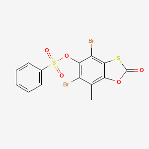 4,6-dibromo-7-methyl-2-oxo-1,3-benzoxathiol-5-yl benzenesulfonate