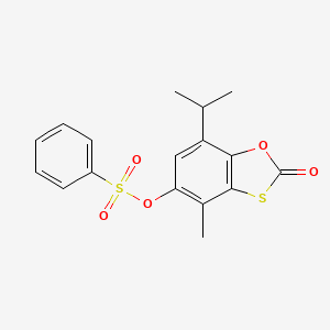 7-isopropyl-4-methyl-2-oxo-1,3-benzoxathiol-5-yl benzenesulfonate