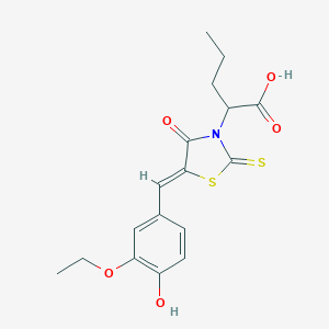 molecular formula C17H19NO5S2 B382266 2-[5-(3-Ethoxy-4-hydroxybenzylidene)-4-oxo-2-thioxo-1,3-thiazolidin-3-yl]pentanoic acid 