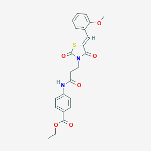 molecular formula C23H22N2O6S B382267 Ethyl 4-({3-[5-(2-methoxybenzylidene)-2,4-dioxo-1,3-thiazolidin-3-yl]propanoyl}amino)benzoate CAS No. 5544-36-5