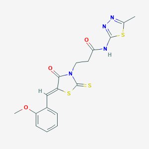 3-[(5Z)-5-[(2-methoxyphenyl)methylidene]-4-oxo-2-sulfanylidene-1,3-thiazolidin-3-yl]-N-(5-methyl-1,3,4-thiadiazol-2-yl)propanamide