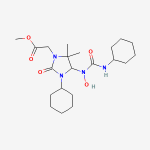 molecular formula C21H36N4O5 B3822680 methyl {3-cyclohexyl-4-[[(cyclohexylamino)carbonyl](hydroxy)amino]-5,5-dimethyl-2-oxo-1-imidazolidinyl}acetate 