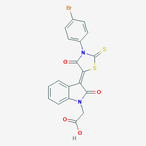 molecular formula C19H11BrN2O4S2 B382270 {3-[3-(4-bromophenyl)-4-oxo-2-thioxo-1,3-thiazolidin-5-ylidene]-2-oxo-2,3-dihydro-1H-indol-1-yl}acetic acid 
