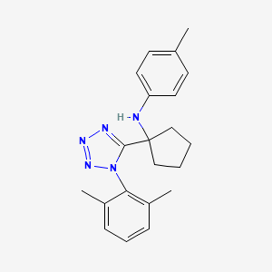molecular formula C21H25N5 B3822787 N-{1-[1-(2,6-dimethylphenyl)-1H-tetrazol-5-yl]cyclopentyl}-4-methylaniline 