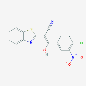 molecular formula C16H8ClN3O3S B382283 2-(1,3-Benzothiazol-2-yl)-3-{4-chloro-3-nitrophenyl}-3-hydroxyacrylonitrile 