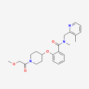 molecular formula C23H29N3O4 B3822902 2-{[1-(methoxyacetyl)-4-piperidinyl]oxy}-N-methyl-N-[(3-methyl-2-pyridinyl)methyl]benzamide 