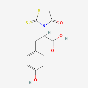 molecular formula C12H11NO4S2 B3822964 3-(4-hydroxyphenyl)-2-(4-oxo-2-thioxo-1,3-thiazolidin-3-yl)propanoic acid 