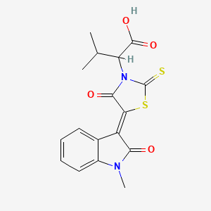 molecular formula C17H16N2O4S2 B3822970 3-methyl-2-[5-(1-methyl-2-oxo-1,2-dihydro-3H-indol-3-ylidene)-4-oxo-2-thioxo-1,3-thiazolidin-3-yl]butanoic acid 