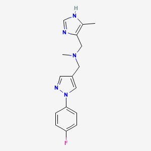 molecular formula C16H18FN5 B3822981 1-[1-(4-fluorophenyl)-1H-pyrazol-4-yl]-N-methyl-N-[(4-methyl-1H-imidazol-5-yl)methyl]methanamine 