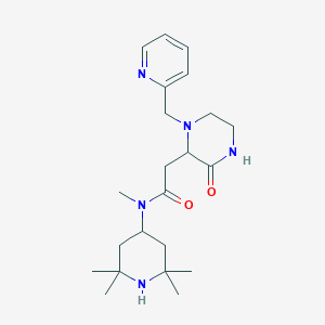 molecular formula C22H35N5O2 B3822982 N-methyl-2-[3-oxo-1-(2-pyridinylmethyl)-2-piperazinyl]-N-(2,2,6,6-tetramethyl-4-piperidinyl)acetamide 