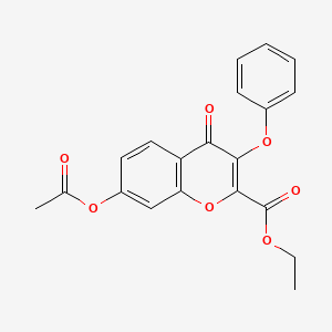 molecular formula C20H16O7 B3822987 ethyl 7-(acetyloxy)-4-oxo-3-phenoxy-4H-chromene-2-carboxylate 