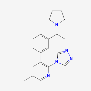 molecular formula C20H23N5 B3823037 5-methyl-3-[3-(1-pyrrolidin-1-ylethyl)phenyl]-2-(4H-1,2,4-triazol-4-yl)pyridine 