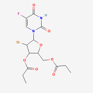 molecular formula C15H18BrFN2O7 B3823048 4-bromo-5-(5-fluoro-2,4-dioxo-3,4-dihydro-1(2H)-pyrimidinyl)-2-[(propionyloxy)methyl]tetrahydro-3-furanyl propionate 