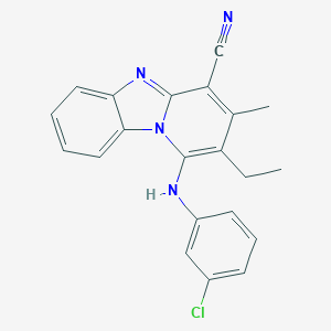 molecular formula C21H17ClN4 B382305 1-(3-Chloroanilino)-2-ethyl-3-methylpyrido[1,2-a]benzimidazole-4-carbonitrile CAS No. 305333-62-4