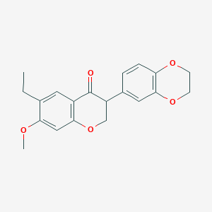 molecular formula C20H20O5 B3823053 3-(2,3-dihydro-1,4-benzodioxin-6-yl)-6-ethyl-7-methoxy-2,3-dihydro-4H-chromen-4-one 