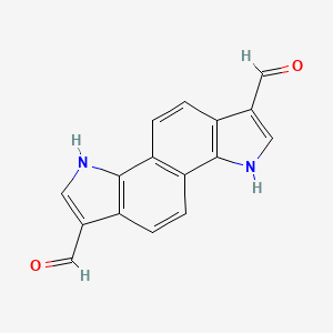 molecular formula C16H10N2O2 B3823079 3,8-dihydroindolo[7,6-g]indole-1,6-dicarbaldehyde 