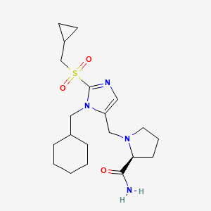 molecular formula C20H32N4O3S B3823099 1-({1-(cyclohexylmethyl)-2-[(cyclopropylmethyl)sulfonyl]-1H-imidazol-5-yl}methyl)-L-prolinamide 