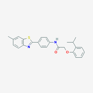 molecular formula C25H24N2O2S B382318 2-(2-isopropylphenoxy)-N-[4-(6-methyl-1,3-benzothiazol-2-yl)phenyl]acetamide CAS No. 303972-41-0