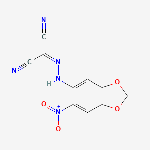 molecular formula C10H5N5O4 B3823195 [(6-nitro-1,3-benzodioxol-5-yl)hydrazono]malononitrile 