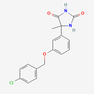 molecular formula C17H15ClN2O3 B3823253 5-{3-[(4-chlorobenzyl)oxy]phenyl}-5-methyl-2,4-imidazolidinedione 