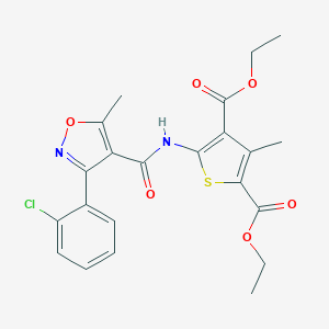 molecular formula C22H21ClN2O6S B382326 Diethyl 5-(3-(2-chlorophenyl)-5-methylisoxazole-4-carboxamido)-3-methylthiophene-2,4-dicarboxylate 