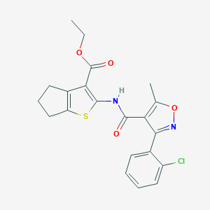molecular formula C21H19ClN2O4S B382327 ethyl 2-({[3-(2-chlorophenyl)-5-methyl-4-isoxazolyl]carbonyl}amino)-5,6-dihydro-4H-cyclopenta[b]thiophene-3-carboxylate 
