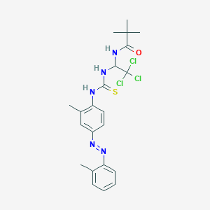 molecular formula C22H26Cl3N5OS B3823302 2,2-dimethyl-N-(2,2,2-trichloro-1-{[({2-methyl-4-[(2-methylphenyl)diazenyl]phenyl}amino)carbonothioyl]amino}ethyl)propanamide 