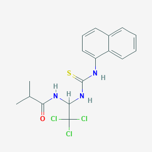 molecular formula C17H18Cl3N3OS B3823310 2-methyl-N-(2,2,2-trichloro-1-{[(1-naphthylamino)carbonothioyl]amino}ethyl)propanamide 