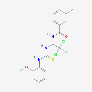 molecular formula C18H18Cl3N3O2S B3823340 3-methyl-N-[2,2,2-trichloro-1-({[(2-methoxyphenyl)amino]carbonothioyl}amino)ethyl]benzamide 