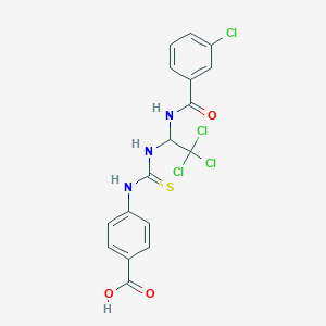 molecular formula C17H13Cl4N3O3S B3823349 4-{[({2,2,2-trichloro-1-[(3-chlorobenzoyl)amino]ethyl}amino)carbonothioyl]amino}benzoic acid 
