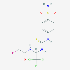 molecular formula C11H12Cl3FN4O3S2 B3823352 N-{1-[({[4-(aminosulfonyl)phenyl]amino}carbonothioyl)amino]-2,2,2-trichloroethyl}-2-fluoroacetamide 