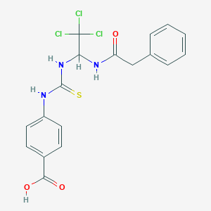molecular formula C18H16Cl3N3O3S B3823354 4-{[({2,2,2-trichloro-1-[(phenylacetyl)amino]ethyl}amino)carbonothioyl]amino}benzoic acid 