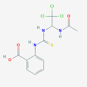 molecular formula C12H12Cl3N3O3S B3823365 2-[({[1-(acetylamino)-2,2,2-trichloroethyl]amino}carbonothioyl)amino]benzoic acid 