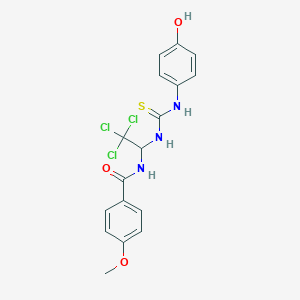 molecular formula C17H16Cl3N3O3S B3823370 4-methoxy-N-[2,2,2-trichloro-1-({[(4-hydroxyphenyl)amino]carbonothioyl}amino)ethyl]benzamide 