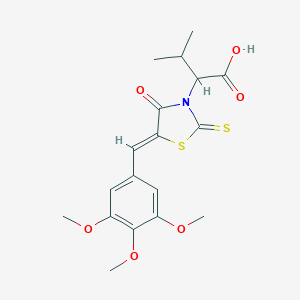 molecular formula C18H21NO6S2 B382345 3-Methyl-2-[4-oxo-2-thioxo-5-(3,4,5-trimethoxybenzylidene)-1,3-thiazolidin-3-yl]butanoic acid 
