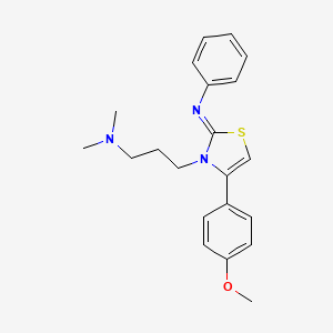 molecular formula C21H25N3OS B3823498 N-[3-[3-(dimethylamino)propyl]-4-(4-methoxyphenyl)-1,3-thiazol-2(3H)-ylidene]aniline 