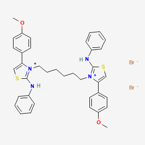 molecular formula C38H40Br2N4O2S2 B3823501 N-[(2Z)-4-(4-methoxyphenyl)-3-{6-[(2Z)-4-(4-methoxyphenyl)-2-(phenylimino)-1,3-thiazol-3(2H)-yl]hexyl}-1,3-thiazol-2(3H)-ylidene]aniline dihydrobromide 