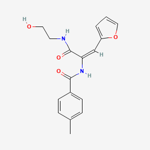 molecular formula C17H18N2O4 B3823546 N-(2-(2-furyl)-1-{[(2-hydroxyethyl)amino]carbonyl}vinyl)-4-methylbenzamide 